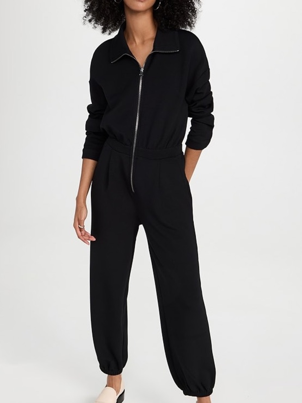 Varley Black Zip-Front Jumpsuit